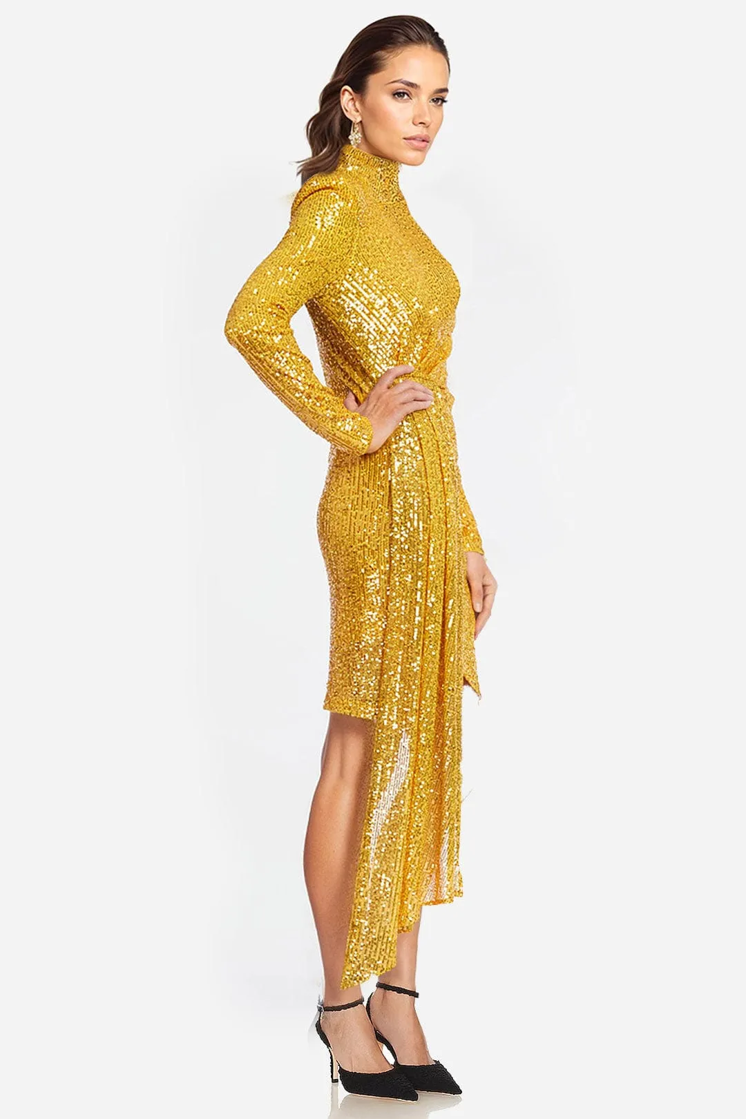 The Diana Sequin Faux Wrap Cocktail Dress