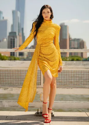The Diana Sequin Faux Wrap Cocktail Dress