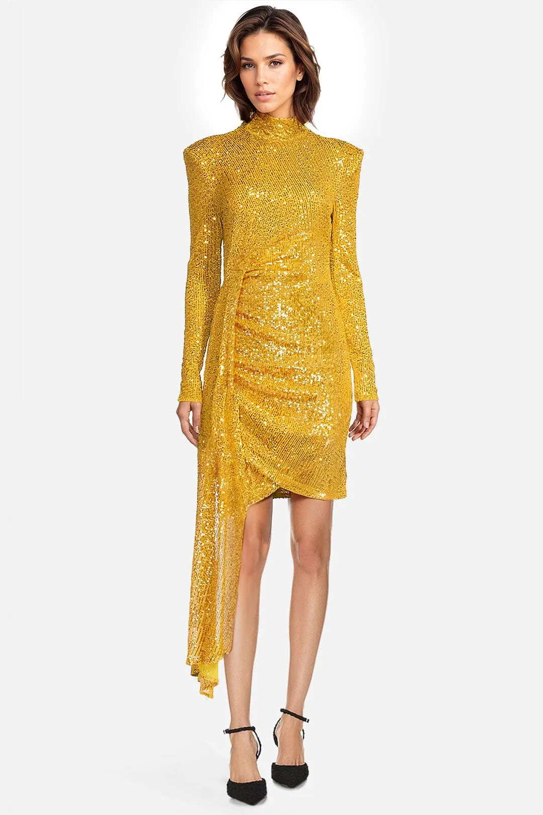 The Diana Sequin Faux Wrap Cocktail Dress