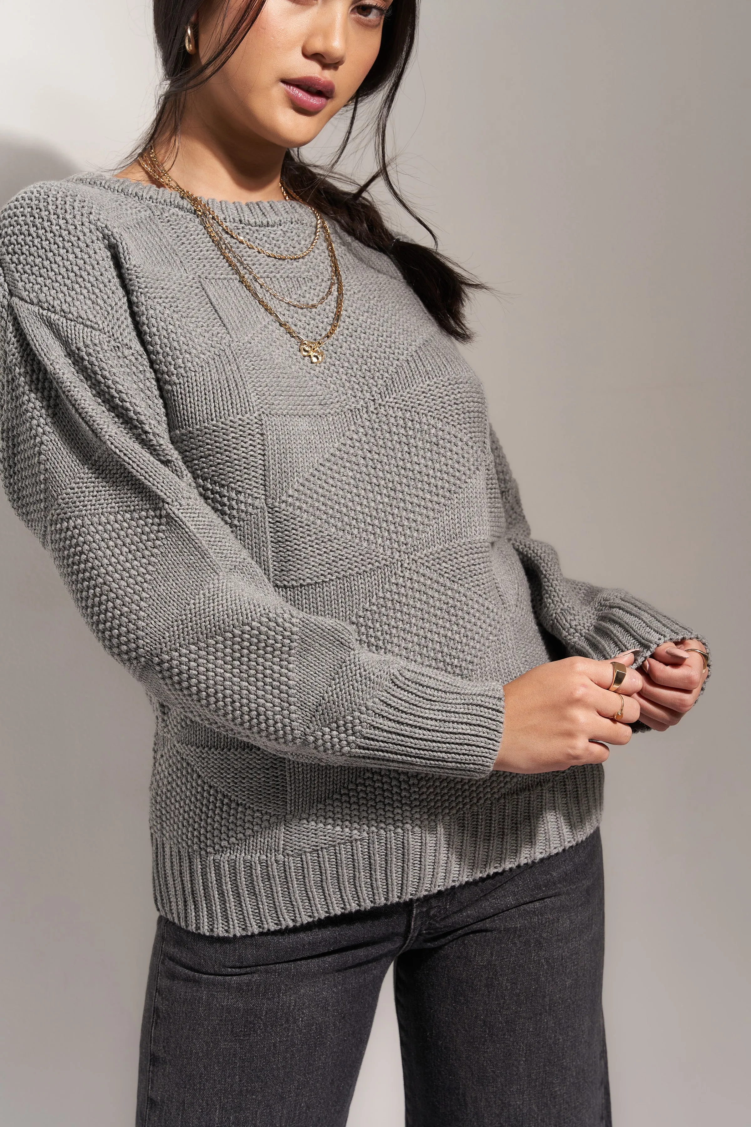 The Geo Knit - Heather Grey