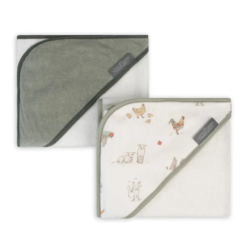 The Little Linen Company - Hooded Towel 2 Pack - Farmyard Lamb