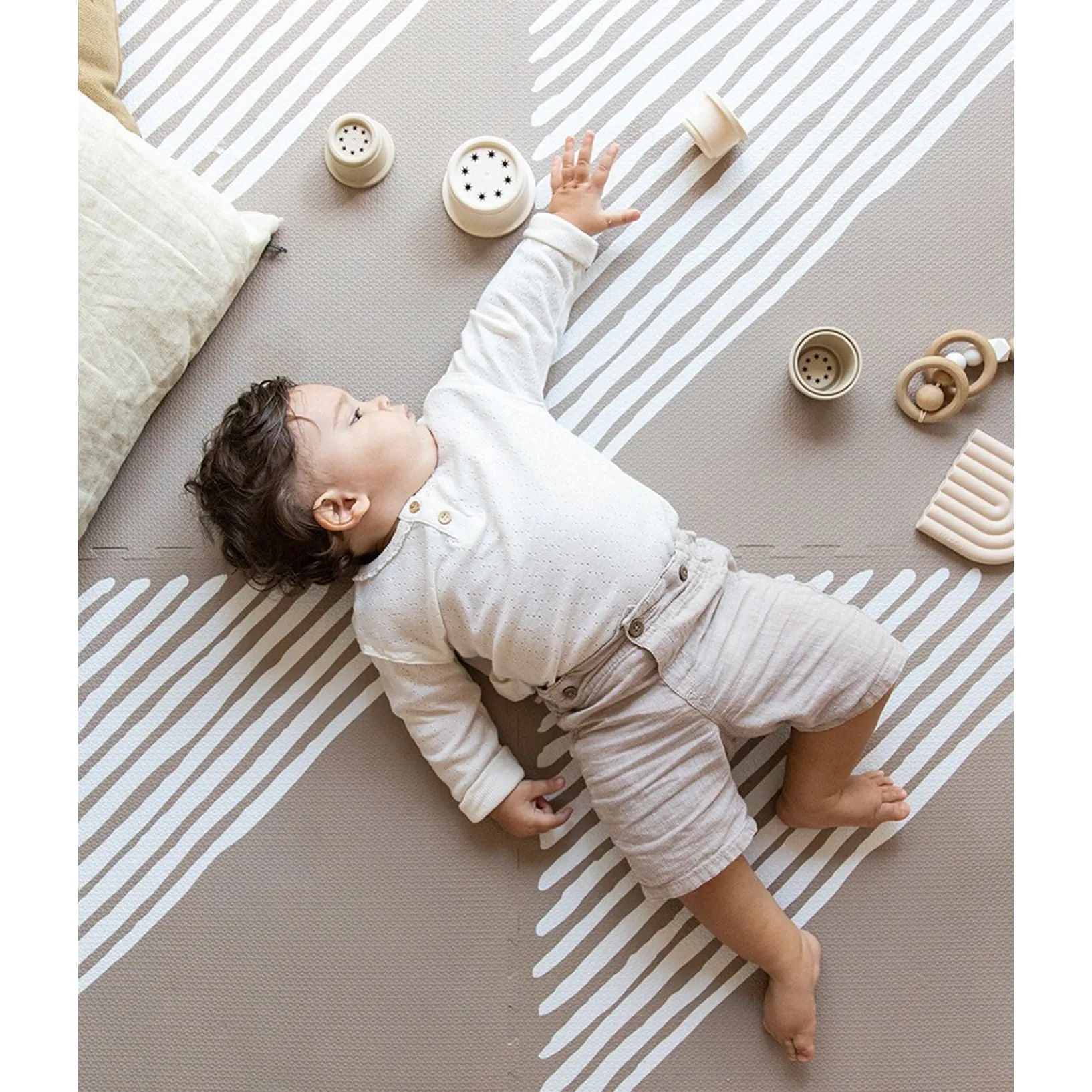 Toddlekind Prettier Playmat  - Sandy Lines Tan 120x180cm - 612