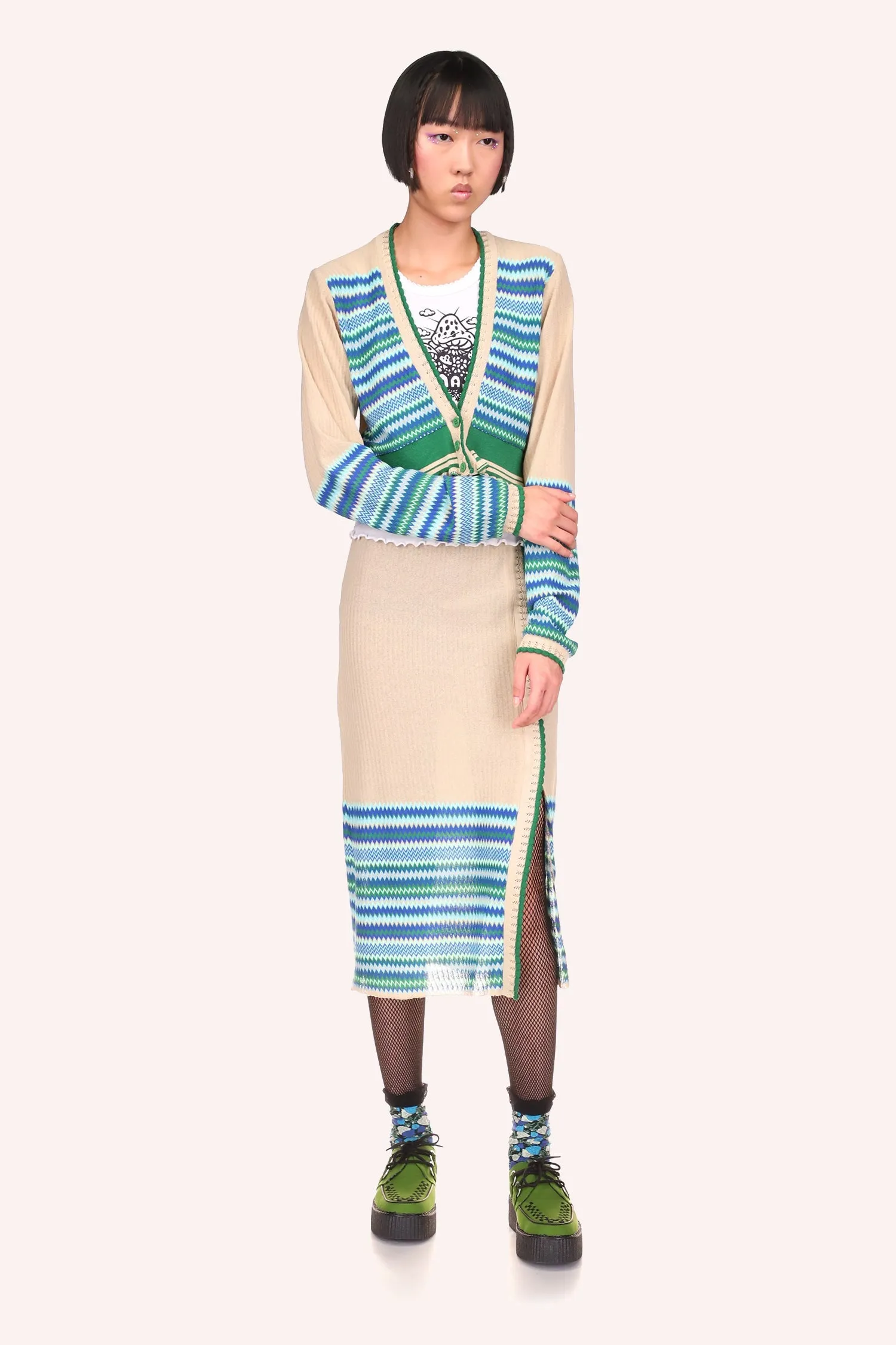 Tonal Zigzag Skirt
