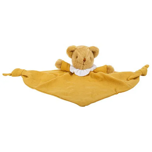 Trousselier Bear Triangle Comforter with Rattle 20cm - Curry Organic Cotton