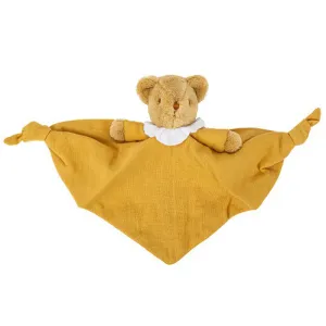 Trousselier Bear Triangle Comforter with Rattle 20cm - Curry Organic Cotton