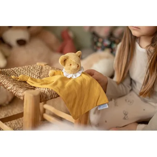 Trousselier Bear Triangle Comforter with Rattle 20cm - Curry Organic Cotton