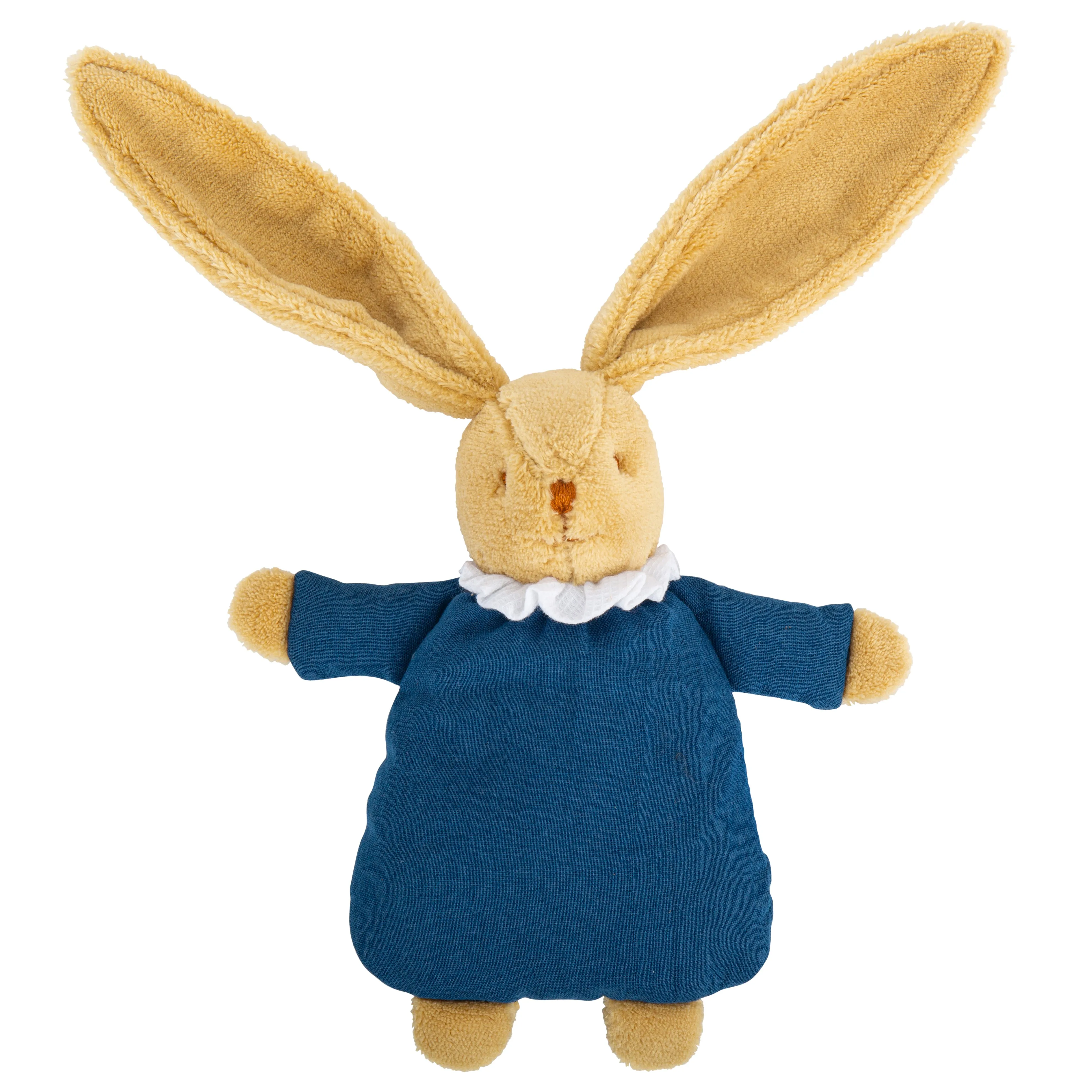 Trousselier Soft Bunny Fluffy with Rattle 20cm - Denim Blue Organic Cotton