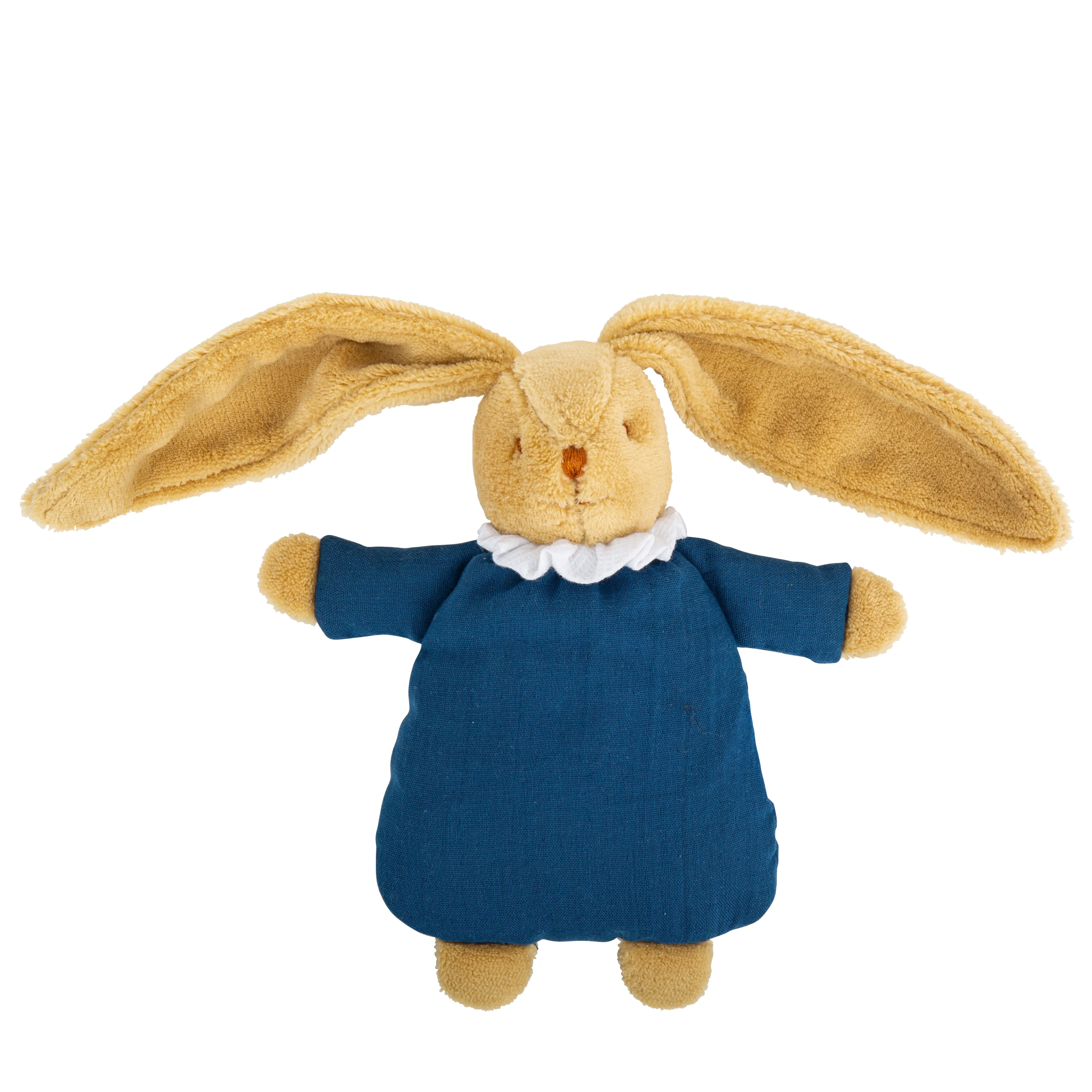 Trousselier Soft Bunny Fluffy with Rattle 20cm - Denim Blue Organic Cotton