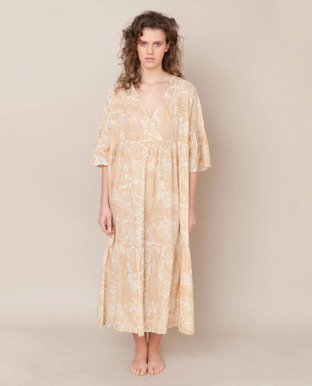 Tulsi Organic Cotton Dress In Cream Print