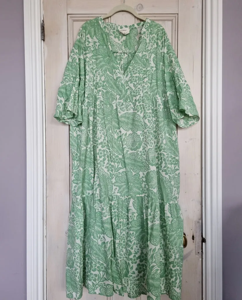Tulsi Organic Cotton Dress in Green Print L