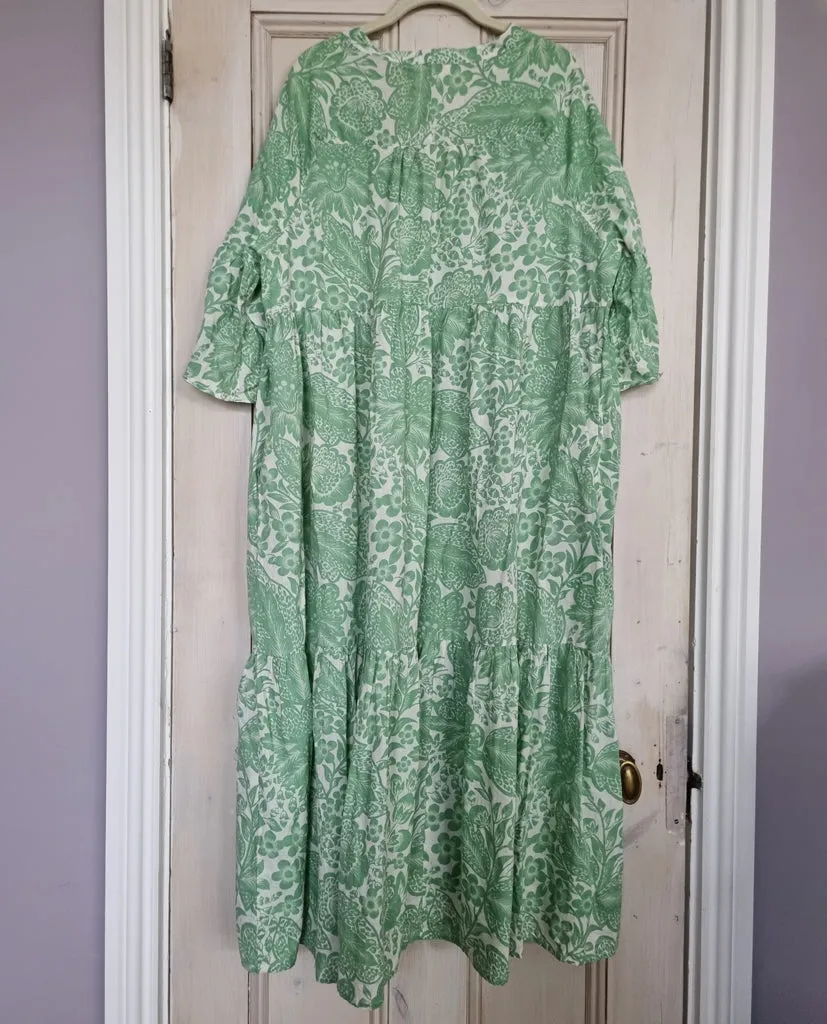 Tulsi Organic Cotton Dress in Green Print L