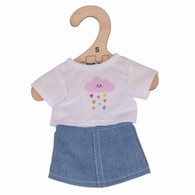 White T-Shirt and Denim Skirt (for Size Small Doll)