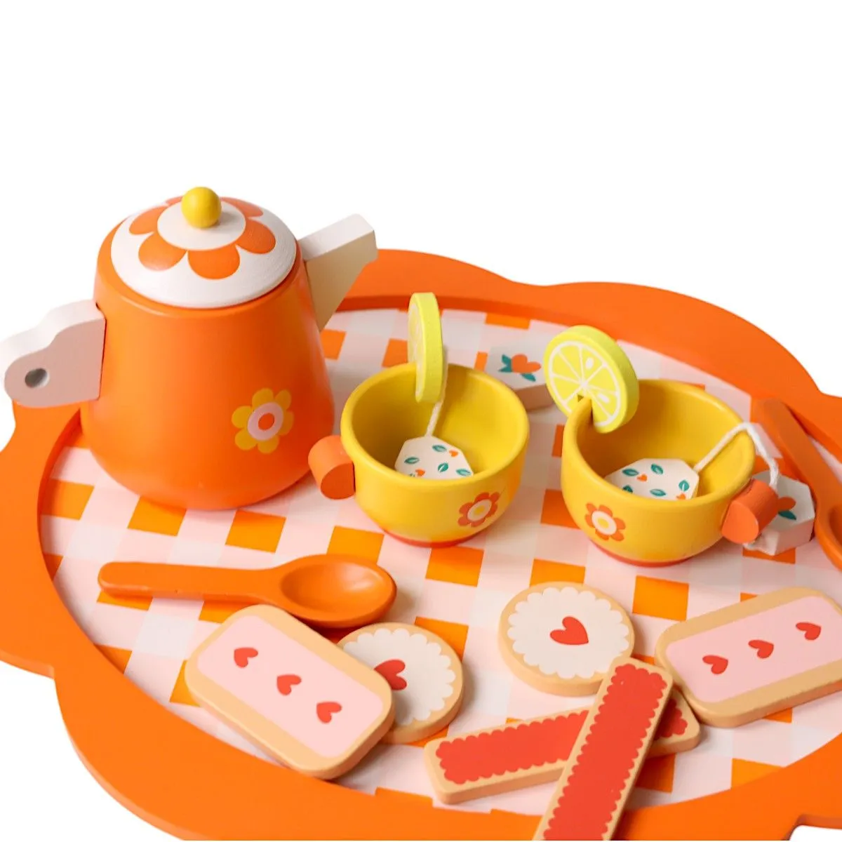 Wooden Toy - Retro Flower Tea Set