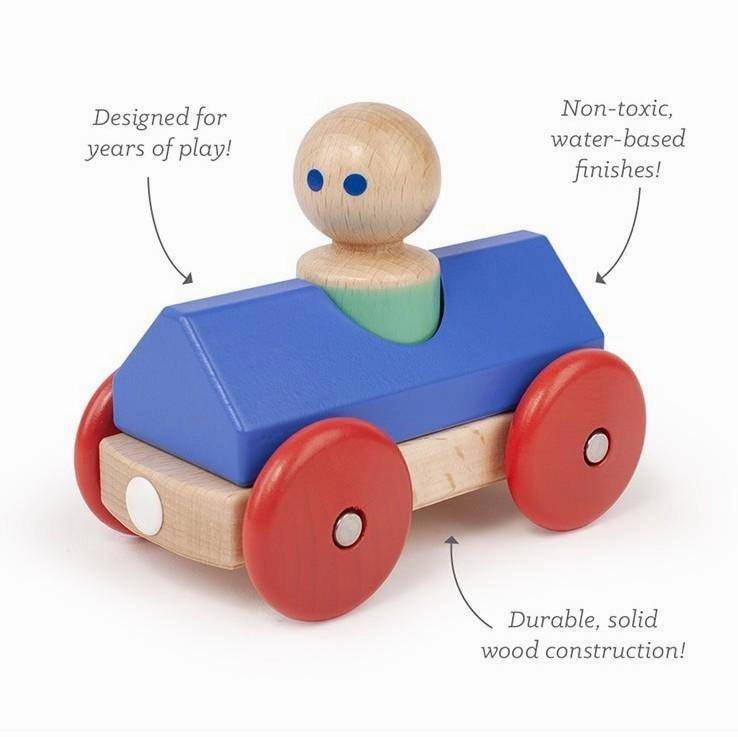 Wooden Magnetic Racer - Blue