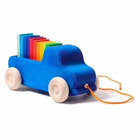 Wooden Pull Along Truck with Rainbow Blocks