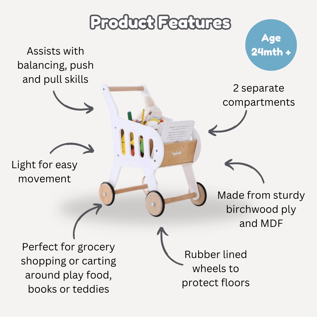 Wooden Toy Shopping Trolley