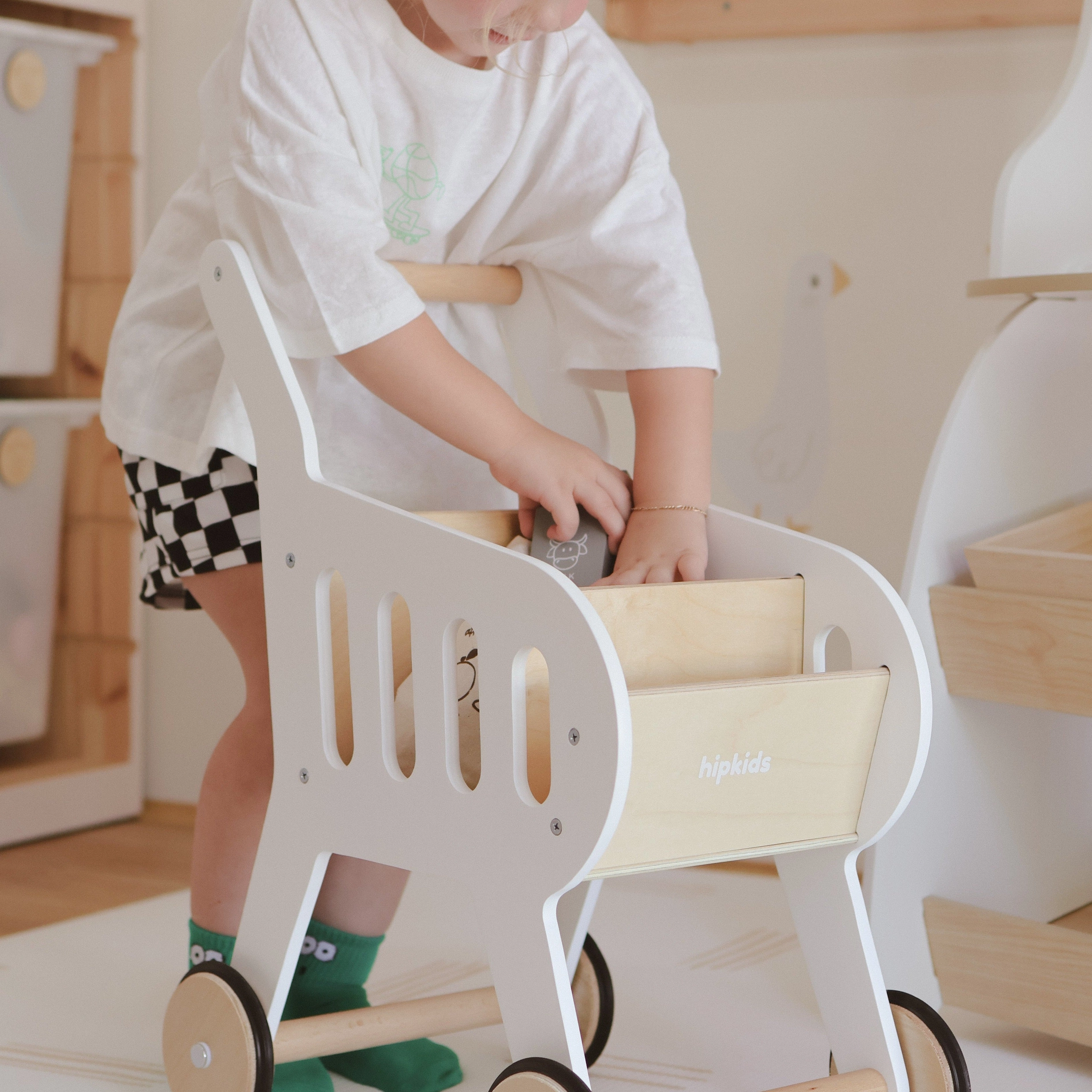 Wooden Toy Shopping Trolley