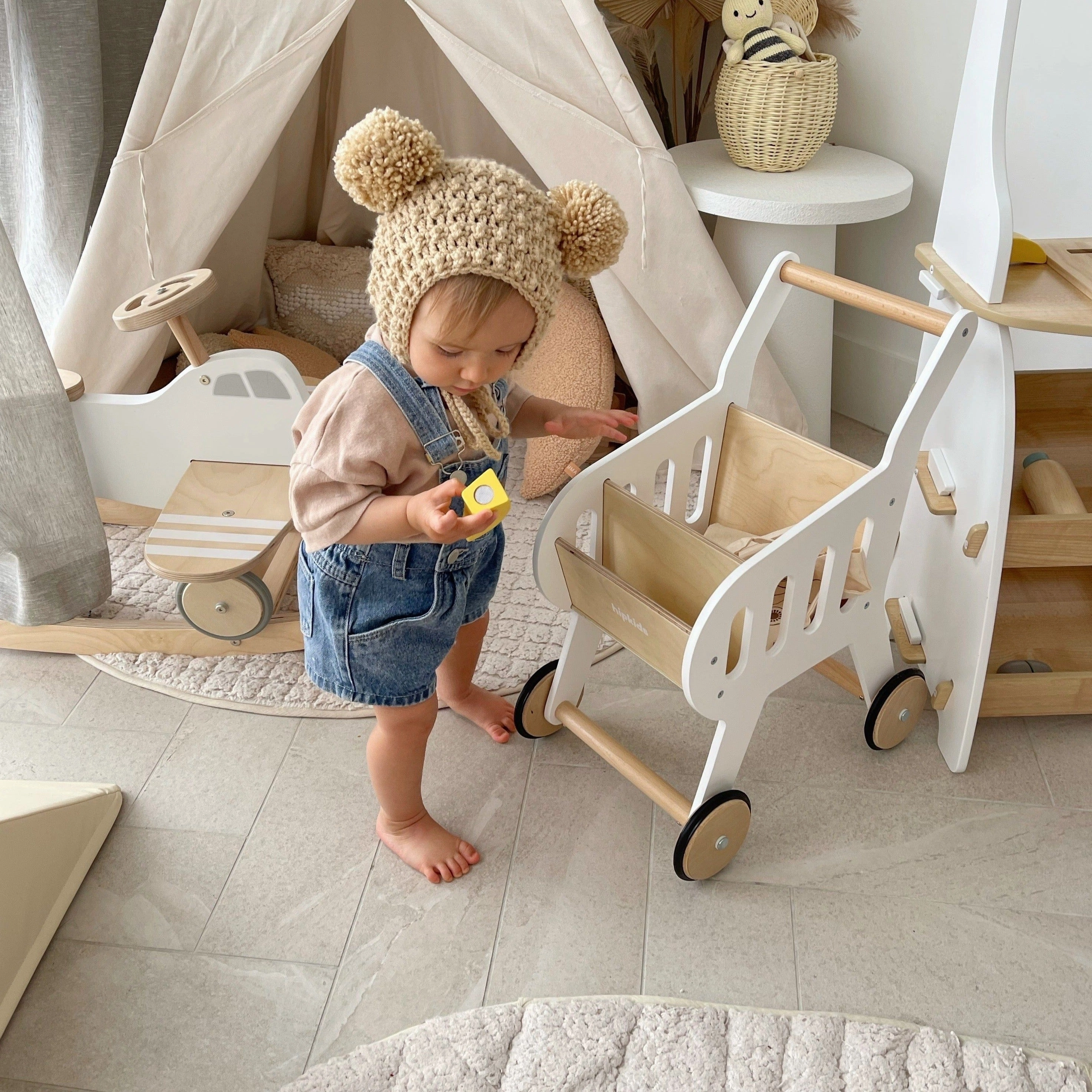 Wooden Toy Shopping Trolley