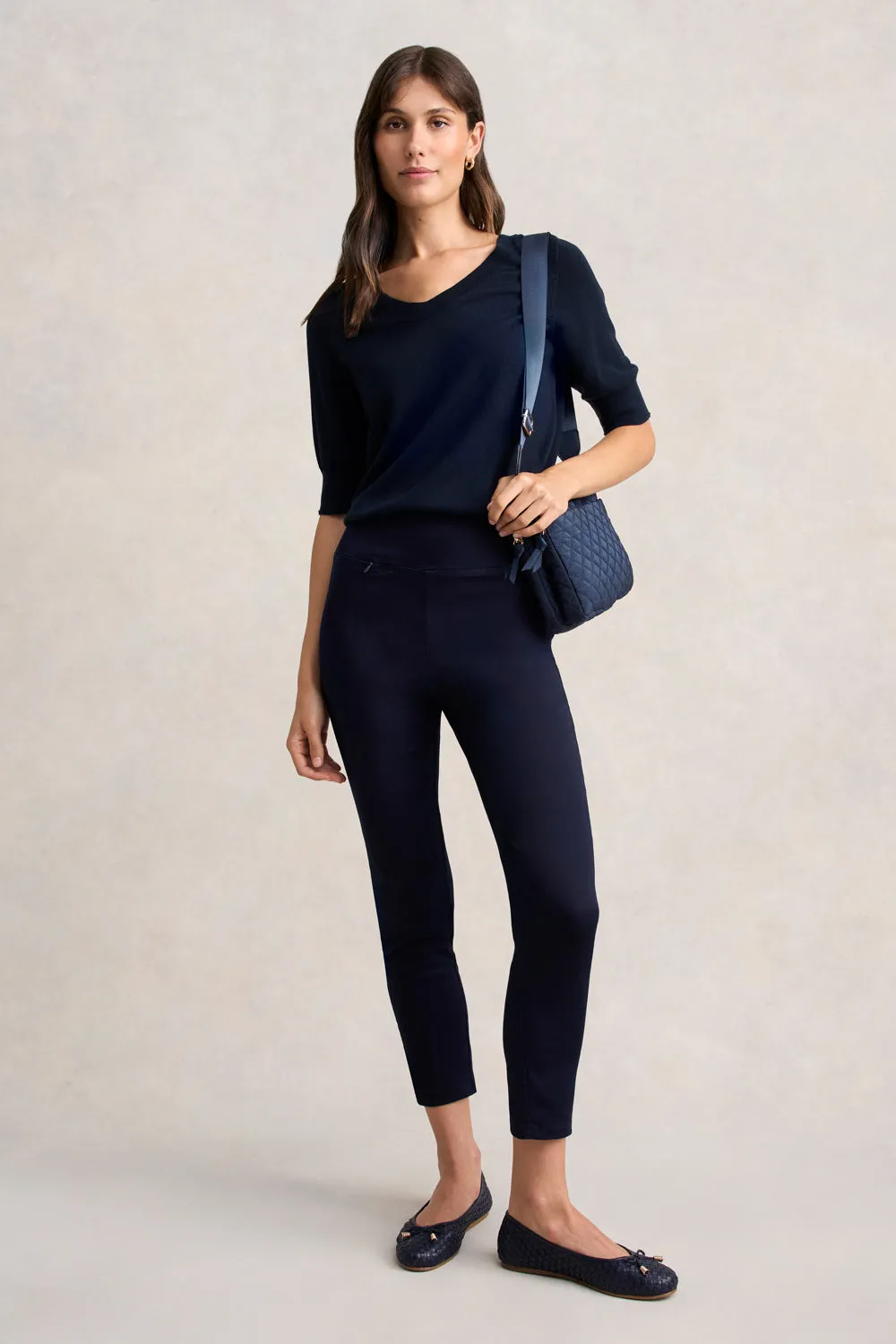 Zip Detail 7/8th Pant - Navy